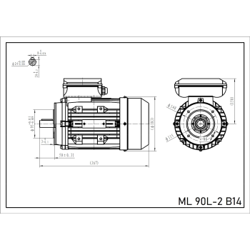 Silnik elektryczny jednofazowy 2,2kW 2800 obr/min. 90 B14